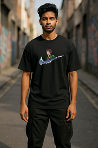 Tanjiro Black Oversized Embroidery T-shirt