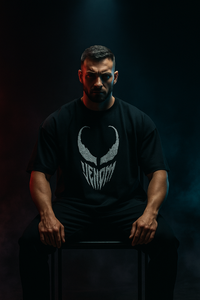 Venom Black Oversized Embroidery T-shirt