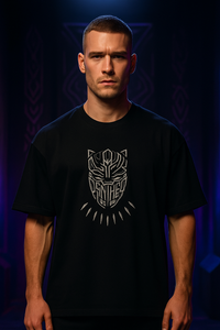 Panther Black Oversized Embroidery T-shirt