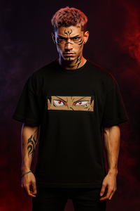 Sakuna Eyes Black Oversized Embroidery T-shirt
