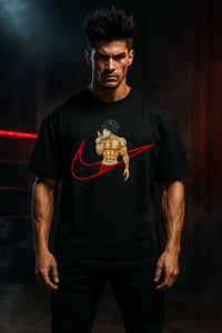 Baki Black Oversized Embroidery T-shirt