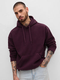 Burgundy Oversize Embroidery Hoodie