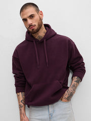 Burgundy Oversize Embroidery Hoodie