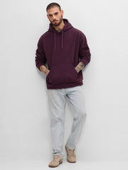 Burgundy Oversize Embroidery Hoodie