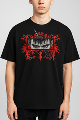 Blood Oath Black Oversized Embroidery T-shirt