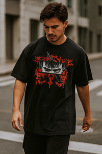 Blood Oath Black Oversized Embroidery T-shirt