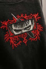 Blood Oath Black Oversized Embroidery T-shirt
