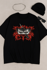 Blood Oath Black Oversized Embroidery T-shirt
