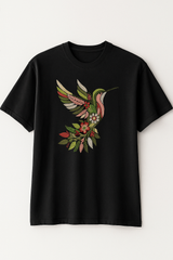 Hummingbird Black Oversized Embroidery T-shirt