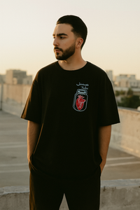 Sabar Black Oversized Embroidery T-shirt