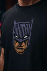 Batman Black Oversized Embroidery T-shirt