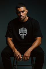 Punisher Black Oversized Embroidery T-shirt