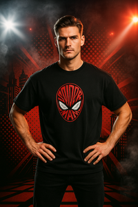 Superman Black Oversized Embroidery T-shirt