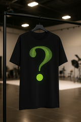 Question Mark Glow In The Dark Black Oversized Embroidery T-shirt