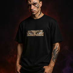 Sakuna Eyes Black Oversized Embroidery T-shirt