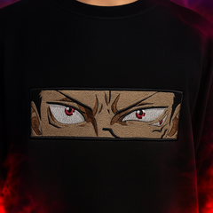 Sakuna Eyes Black Oversized Embroidery T-shirt