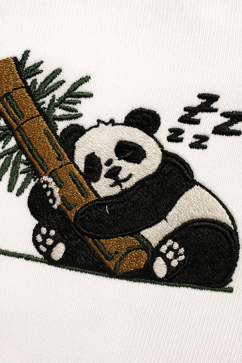 Panda Sleeping White Oversized Embroidery T-shirt