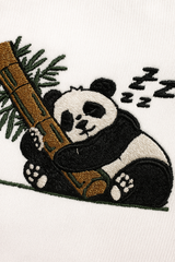 Panda Sleeping White Oversized Embroidery T-shirt
