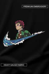 Tanjiro Black Oversized Embroidery T-shirt