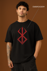 BERSERK LOGO Black Oversized Embroidery T-shirt