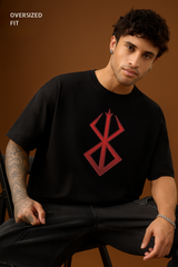 BERSERK LOGO Black Oversized Embroidery T-shirt