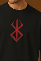 BERSERK LOGO Black Oversized Embroidery T-shirt