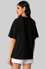 Saske Black Oversized Embroidery T-shirt