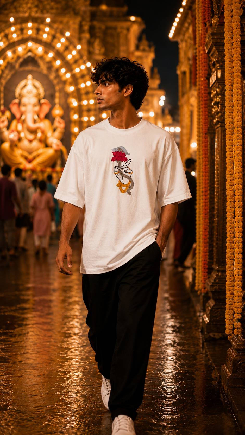 Mahaganpati edition oversized embroidery t-shirt – Stylelum