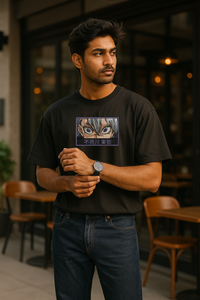 Sanemi Shinazugawa Black Oversized Embroidery T-shirt