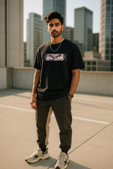 Nezuko Eyes Black Oversized Embroidery T-shirt