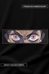 Nezuko Eyes Black Oversized Embroidery T-shirt