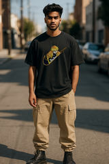 Zenitsu Black Oversized Embroidery T-shirt