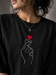 Korean Heart Oversized Embroidery