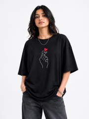 Korean Heart Oversized Embroidery