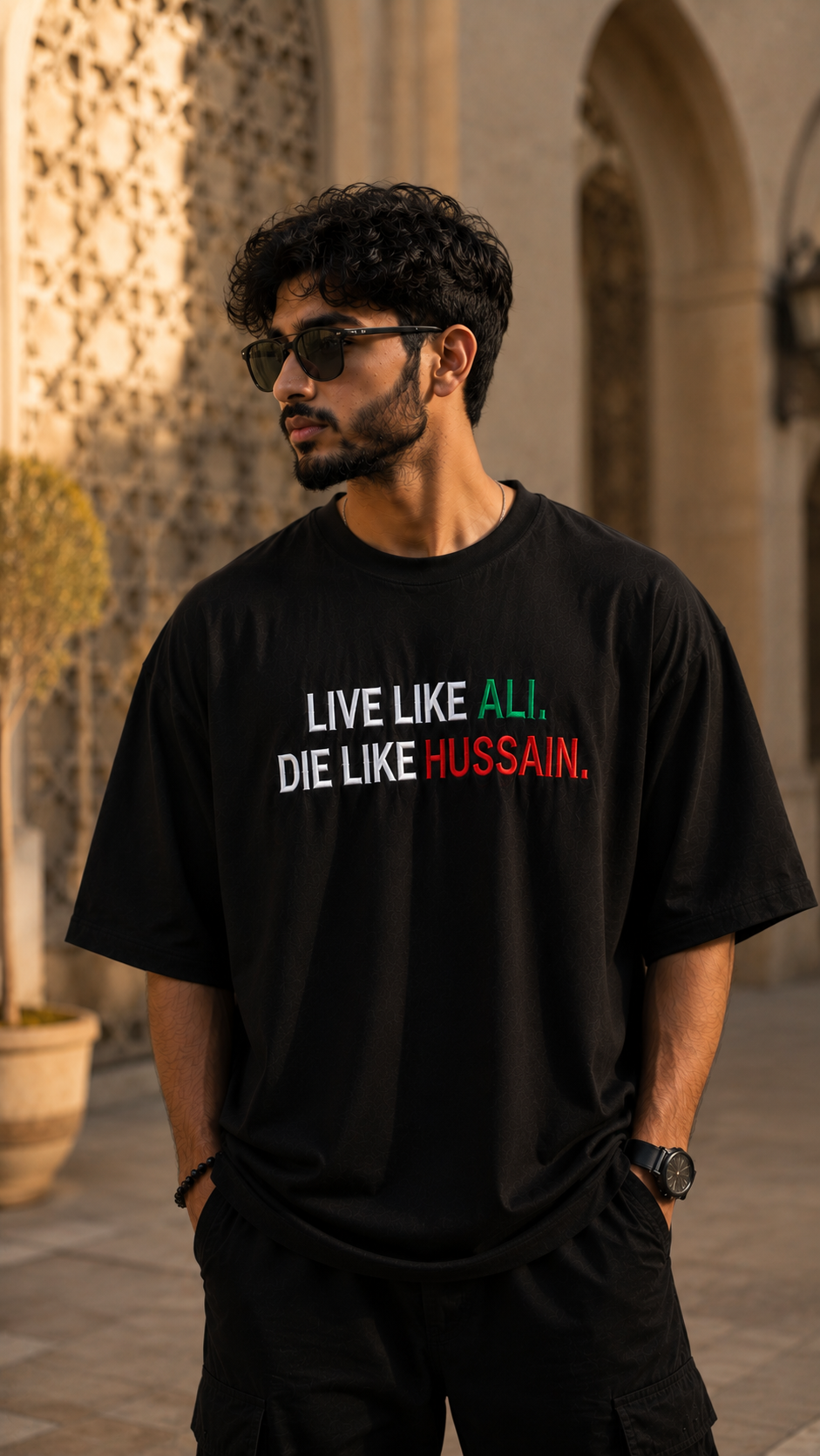 Live Like Ali Die Like Hussain Oversized Embroidery