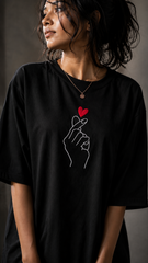 Korean Heart Oversized Embroidery T-shirt