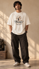 Musafir off white oversized embroidered t-shirt front view