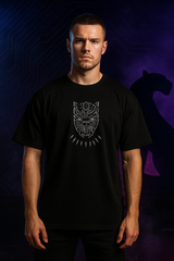 Panther Black Oversized Embroidery T-shirt