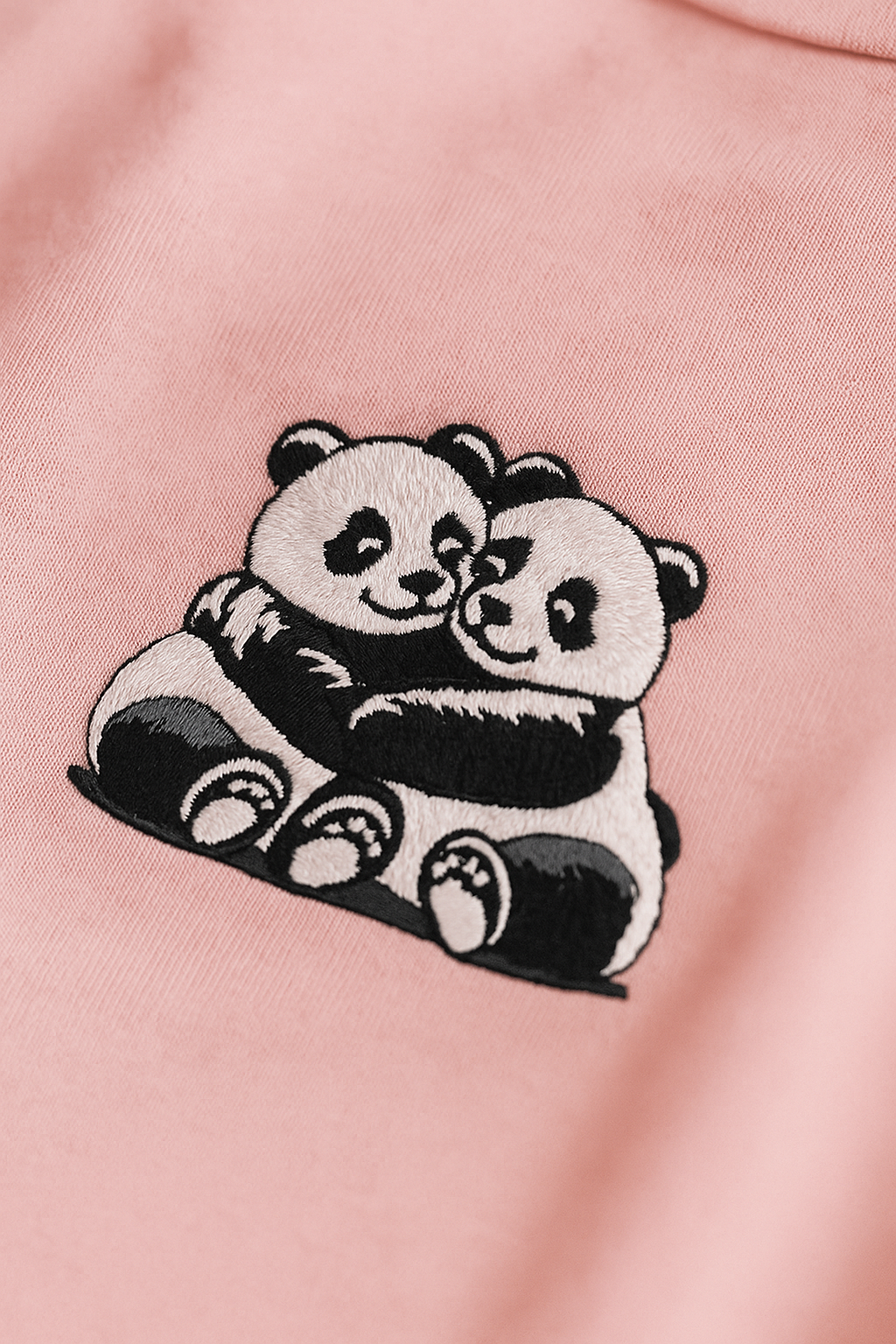 Panda Hugging Onion Pink Oversized Embroidery T-shirt