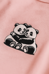 Panda Hugging Onion Pink Oversized Embroidery T-shirt